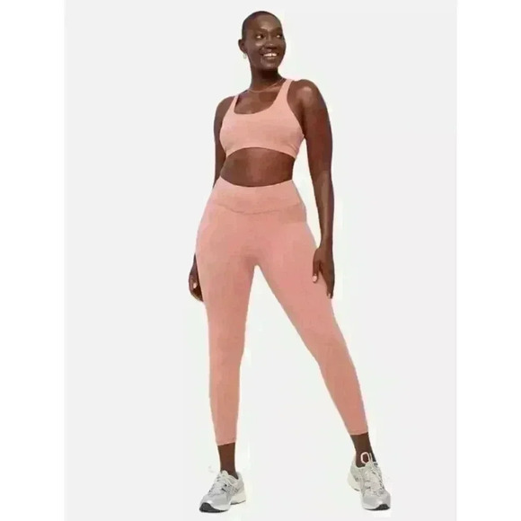 Mate the Label Women's Organic Stretch Sports Bra & Midi Legging Set XS Rose NWT - Picture 1 of 10